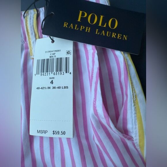 POLO RALPH LAUREN Fun Shirt Cotton Striped Shorts Girls Size 4 Multicolor - Picture 10 of 17